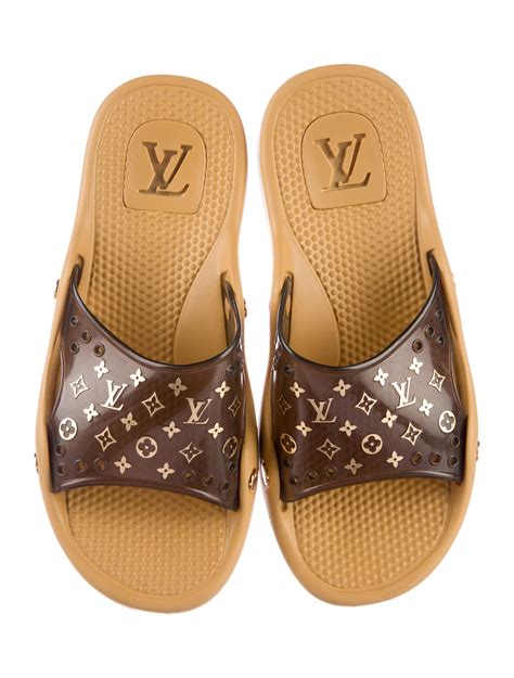 louis vuitton gold brown sandals with monogram insole|louis vuitton heels sandals.